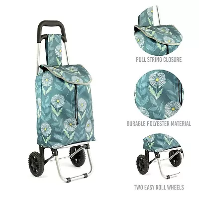 £12.79 • Buy Lightweight Folding Shopping Trolley 2 Wheels Bag Cart Luggage Seller Metal Pull