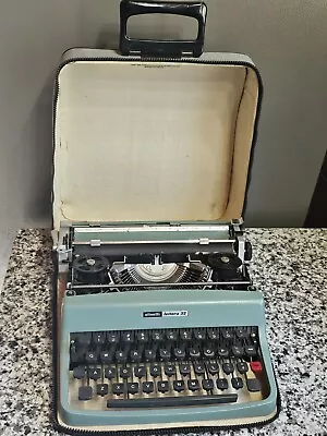 Vintage 1971 Green Olivetti Lettera 32 Typewriter W/ Case - Made In Spain • $125