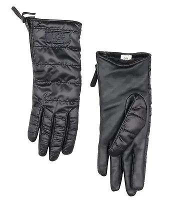 Ugg L53102 Womens Black Quilted Leather Palm All Weather Zipper Gloves Size S • $78.21