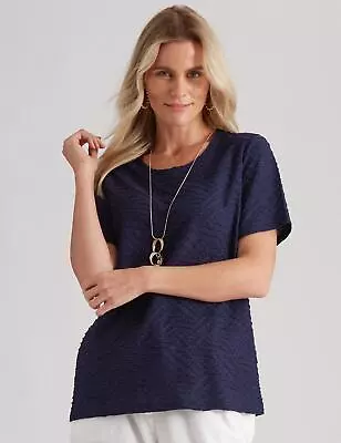 $14.78 • Buy Millers Short Sleeve Textured Scoop Neck Top Womens Clothing  Tops Tunic