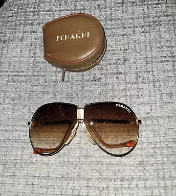 Vintage Ferrari Foldable Aviator Eyeglasses Sunglasses Gold Tone Frames W/ Case • $25