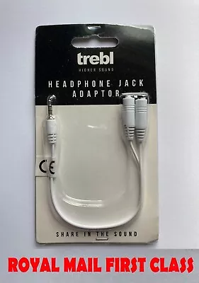 Trebl 3.5mm Stereo Earphone Headphone Jack Adaptor Splitter Cable Lead 2 Way • £2.99