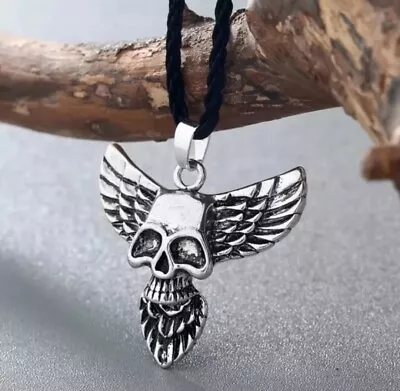 Men's Jewelry Wing Skull Gothic Biker Pendant Necklace FREE GIFTS PAUNCH • £4.85