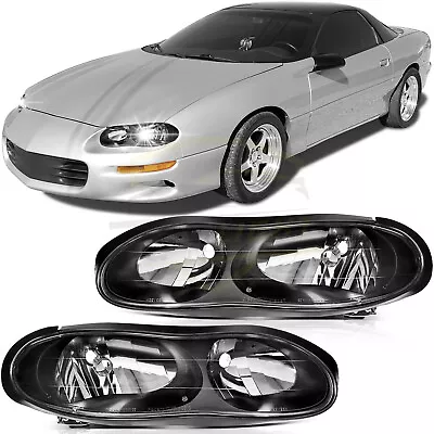 For 1998-2002 Chevy Camaro Z28 Headlight Assembly Pair Black Housing Replacement • $71.99