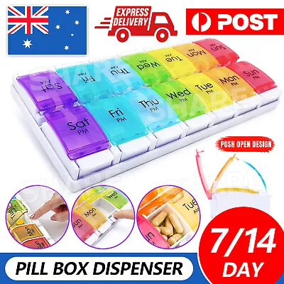 14Slot 7Day Pill Box Dispenser Medicine AM/PM Medication Organiser Week Case NEW • $10.85