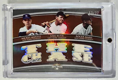 2010 Triple Threads Mantle/Babe Ruth/Maris 3 Game Used Jerseys! 1961 HR CHASE • $511