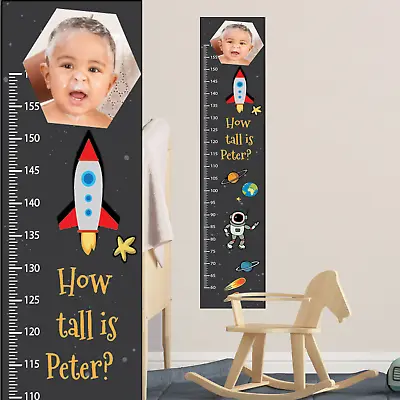  Personalised Space Astronaut  Boys Height Growth Chart +8 Vinyl Wall Stickers • $20.04