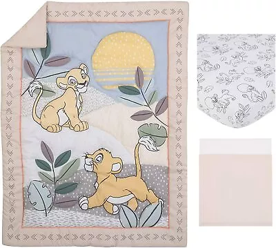 Disney The Lion King Baby Cot Set 3 Piece Quilt Sheet Sage Pastel Jungle • $169