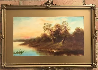 1920 Old Antique Oil Painting On Board Scenery Landscape Framed Large 62x41cm • £64.90