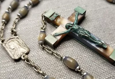 Vintage Rosary Early 1900s Mother Of Pearl Beads Christian H10 • $39.99