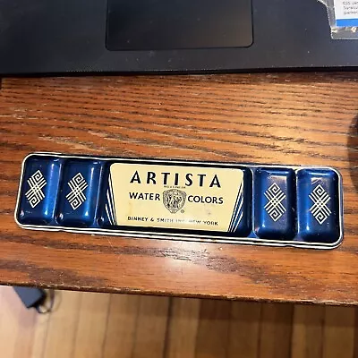 Vintage Artista Water Colors Paint Blue Tin Metal Case Used Binney & Smith • $12.71
