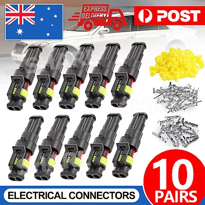 10 Set 2 Pin Waterproof Car Electrical Wire Sealed Connector Plug Cable 12V Kit • $6.95