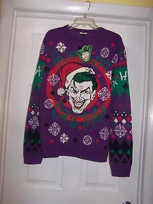 NWT DC Haha Happy Christmas Joker Christmas Premium 3D SWEATER US Size LG • $21.95