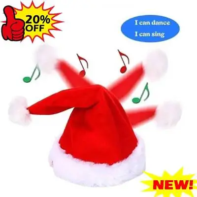 Christmas Novelty Xmas Santa Hat Cap For Musical Singing Moving Dancing Toys • £8.47