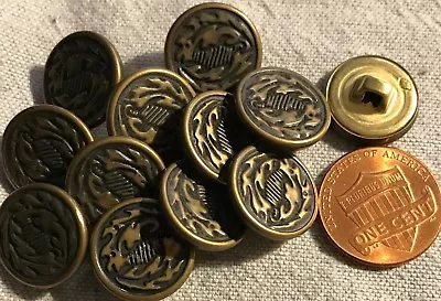 12 New Decorative Brass Tone Metal Shank Buttons Almost 5/8  15MM Lot # 273 • $4.69