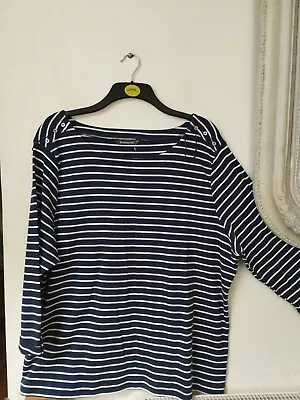 Bonmarche Womens Striped Sailor Top Size 24 100% Cotton • £7.99