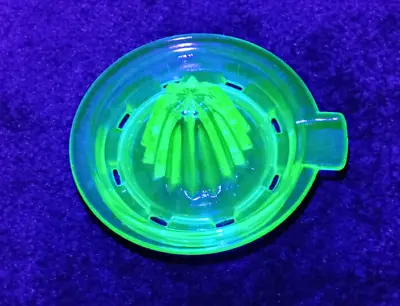 Vintage Green Uranium Glass Measuring Cup /Juicer/ Reamer TOP ONLY W/holes • $15