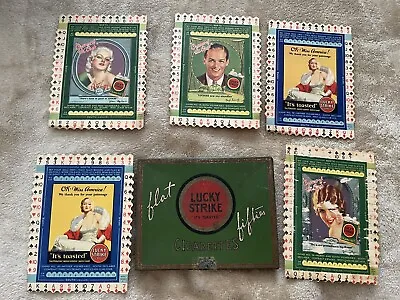 1930’s Vintage Lucky Strike Cigarette Tin With Bridge Cards Jean Harlow & More. • $75