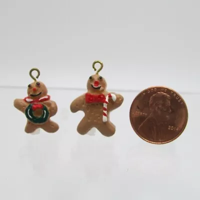 Dollhouse Miniature Christmas Tree Ornament Gingerbread Man 2 Pcs CARM1486H • $4.40