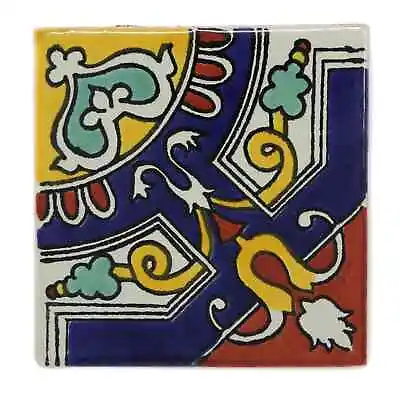 Otto - Handmade Mexican Ceramic Talavera Large 10.5cm Tile Ethically Sourced • £1.95