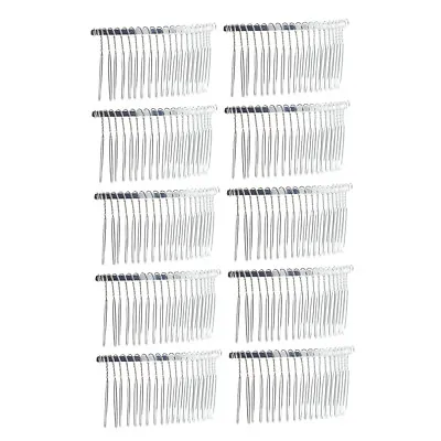 10x Metal Blank Hair Combs Hair Clips Pins For Bridal Veil DIY Hair Jewelry • £4.94