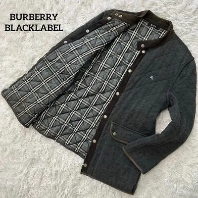 BURBERRY BLACKLABEL Quilted Jacket Nova Check Dark Gray Logo Men Size 2/M Used • $99