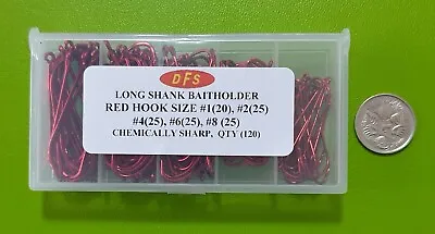 120x DFS QUALITY Small RED LONGSHANK BAITHOLDER HOOKS Size12468 Chem Sharp • $16