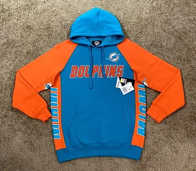 Dolphins Hoody Miami Pull Over Hoody Sewn Lettering Screened Logo L XL • $46.99