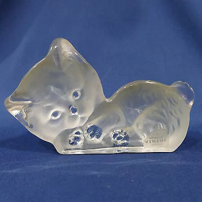 Vintage Viking Glass Cat Kitten Figurine Statue W/Label ~ Satin Glass ~ Bookend? • $14.95