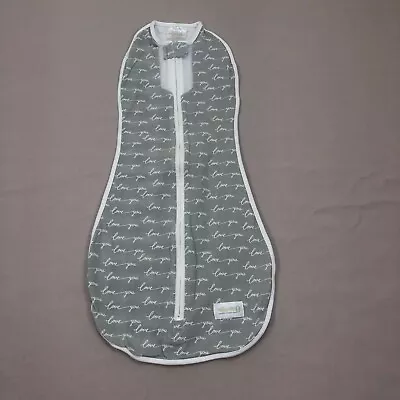 $14.99 • Buy Woombie Baby Swaddle Sleep Sack 3-6mo Grey Love You Script Classic Air 14-19lbs