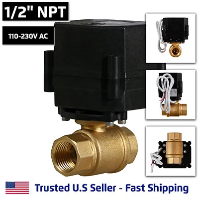 1/2  Motorized Electric Ball Valve 110V 120V To 220V AC 2 Wire Auto Return • $79.95