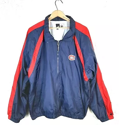 VINTAGE MONTREAL CANADIENS Jacket Mens Large 90s NHL Puma Windbreaker Bomber • $21.59