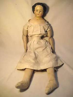 Antique  28” Papier Mache Head Greiner Doll Original Tiny Waist Cloth Body • $295