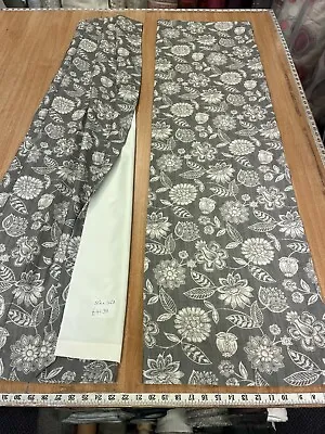 Stunning Ready Made Grey & Cream Floral Cotton Curtains 31  W X 54  D • £41.99