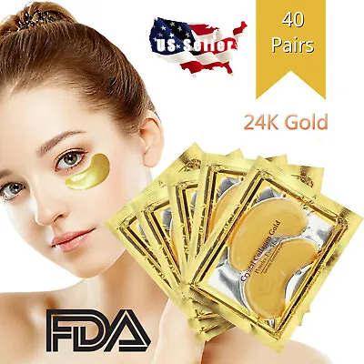 80pc Gold Crystal Collagen Eye Mask Patch Pad Wrinkle Anti Aging Dark Circle Gel • $15.99