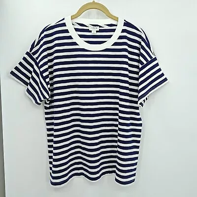 J Crew T Shirt Size Large Striped Tee Blue Short Sleeve Crew Neck • $19