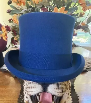 Scala * Blue Wool Top Hat * 1 L * New Mens Joker Slash Steampunk Dickens Lined • $69.95