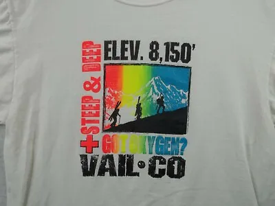 $17.10 • Buy Vail CO Steep & Deep Elev Mens White T Shirt Size L EUC!
