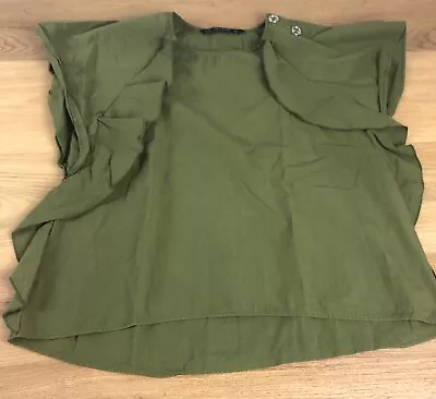 Zara Basic Womens Olive Green Ruffle Sleeve Pullover Blouse Sz S • $9