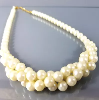 Vintage Twisted 3-Strand Faux Pearl Necklace 18  • $11.95