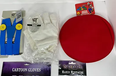 Mario Mustache Gloves Hat Set Costume Cosplay Accessories HOT TOPIC Nintendo • $55