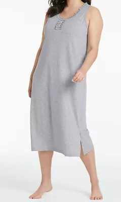 Pretty Secrets Nightdress Size 8 10 Grey Cotton Blend Maxi Nightie Nightwear • £12.89