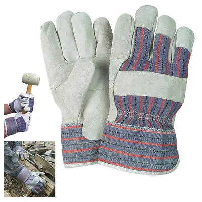 1 Pair Work Gloves Split Leather Reinforced Palm Large Men Utility Garden Home L • $8.82