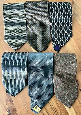 Lot Of Six (6) Men’s Neck Ties 5 100% Silk 90s Vintage • $4.99