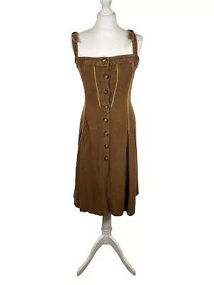 D&G Dolce & Gabbana Corduroy Dress Uk 10 IT 42 Brown Button Up Y2K Designer • £100