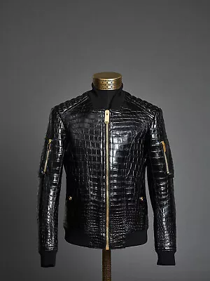 The Legend Jacket Hand-Crafted Genuine Crocodile Embossed Genuine Leather Jacket • $389.99