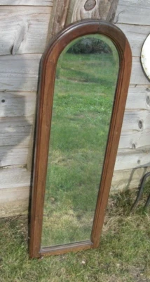 £35 • Buy Antique Vintage Gothic Style Heavy Arched Bevelled Wooden Framed Mirror