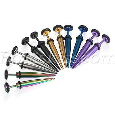 12pcs Mixed Color Men's Stainless Steel Taper Spike Fake Cheater Studs Earrings • $9.99