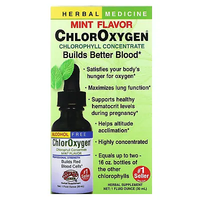 ChlorOxygen Chlorophyll Concentrate Alcohol Free Mint 1 Fl Oz (30 Ml) • $18.99