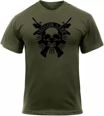 Olive Drab Molon Labe Skull & Crossed Rifles T-Shirt Come & Take Them Guns Shirt • $17.99